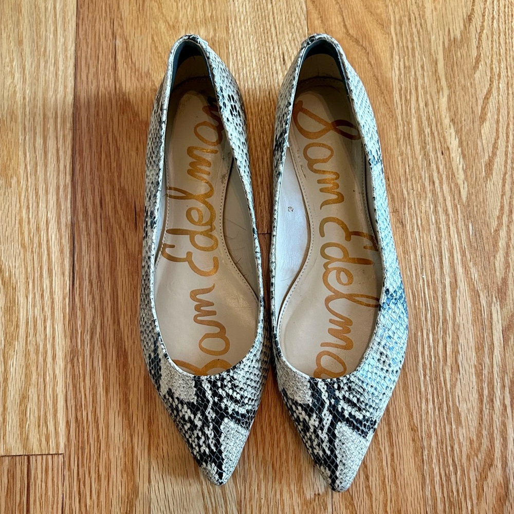 Sam Edelman Snakeskin Pointy Toe Flats